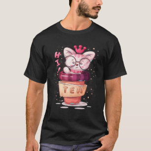 Kit Tea Katze  Süße Und  Schwarze Katze T-Shirt