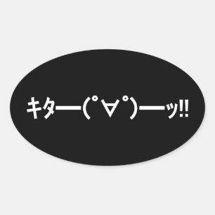 KITA! Emoticon キ ━ ━ (゜ ゜ タ) ━━━! Japanisch Kaomoj Ovaler Aufkleber