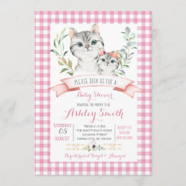 Kitcat Babydusche Einladung Rosa Mädchen