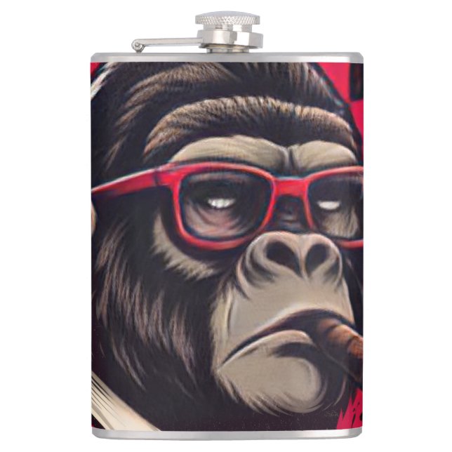 Kitchen/Bar Gorilla Boss Vinyl Wrapped Flask Flachmann (Vorderseite)