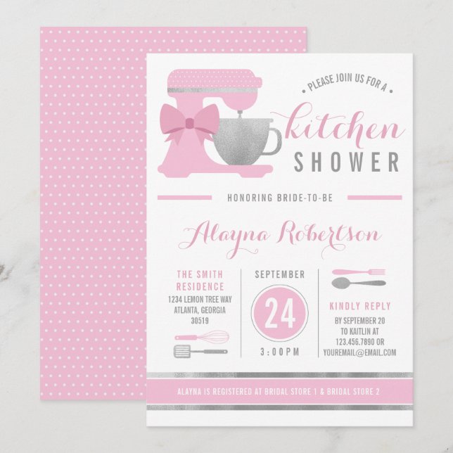 Kitchen Bridal Dusche Einladung, Imitate Foil Einladung (Vorne/Hinten)