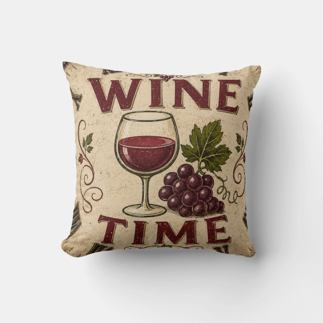 Kitchen Farmhouse Decor Wine Time  Kissen (Vorderseite)