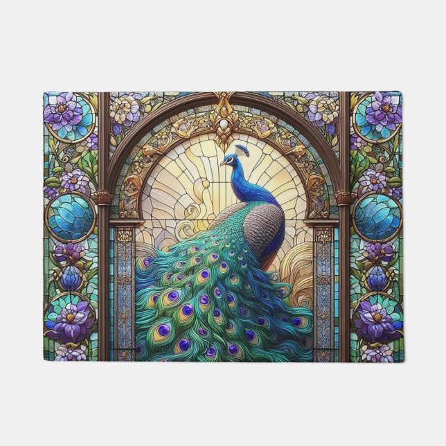 Kitchen Floor Mat Peacock Festglas Fußmatte (Vorderseite)