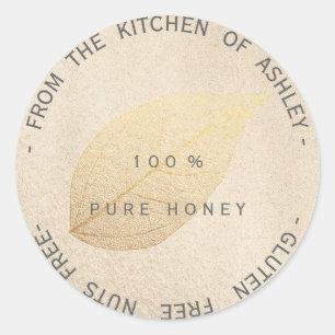 Kitchen Gluten Nuts Free Gold Leaf Titanium Pearl Runder Aufkleber