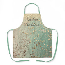 Kitchen Goddess Gold Stars auf Sea Green Schürze