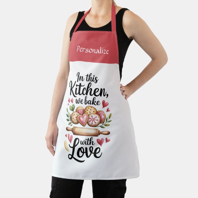 Kitchen Heartfelt Bake With Love Quote Personalize Schürze (InSitu)