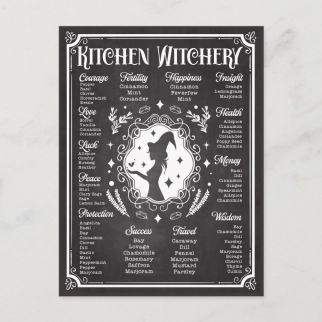 Kitchen Hexerei Magie Wissensdiagramm Vintag Postkarte (Vorderseite)