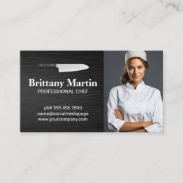 Kitchen Knife Logo | Koch von Frauen lächeln Visitenkarte