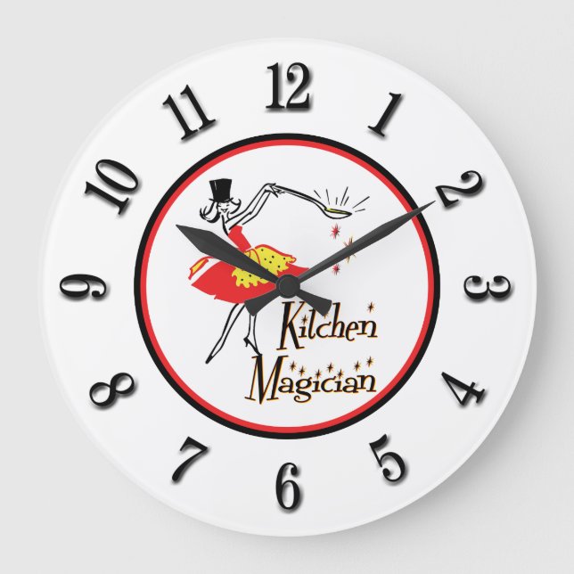 Kitchen Magician Black Retro Nummern Uhr (Vorderseite)