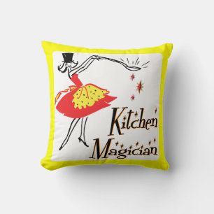 Kitchen Magician Retro Kochen Kunst Gelb Grenze Kissen