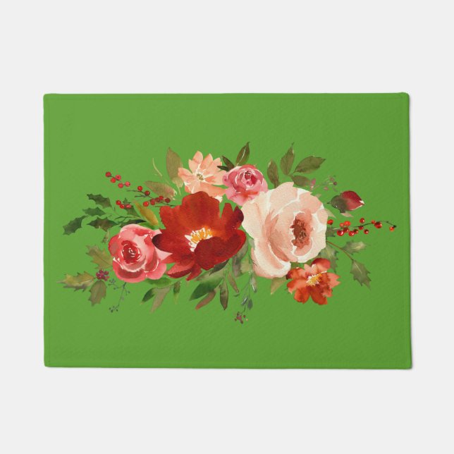 Kitchen Mat Kitchen Floor Mat Red Green Rose Fußmatte (Vorderseite)