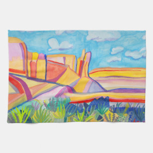 Kitchen Mesa Watercolor New Mexico Geschirrtuch