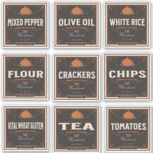 Kitchen Pantry Label Set 2 Vintages dunkles Papier