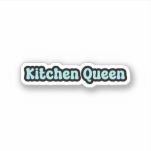 Kitchen Queen Blue Retro Text Aufkleber