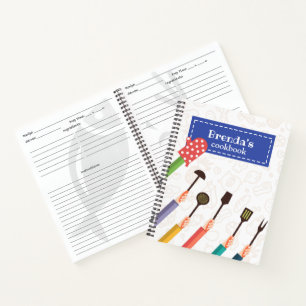 Kitchen Stuff Blue Recipe Spiral Notebook Notizbuch