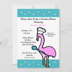 Kitchen Theme Bridal Shower Einladung — Flamingo