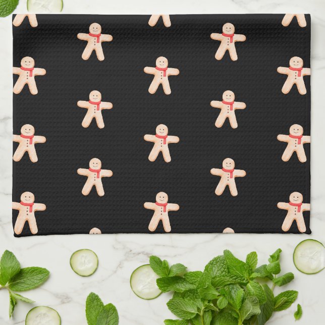 Kitchen Towel - Christmas Gingerbread Man Pattern Geschirrtuch (Gefaltet)