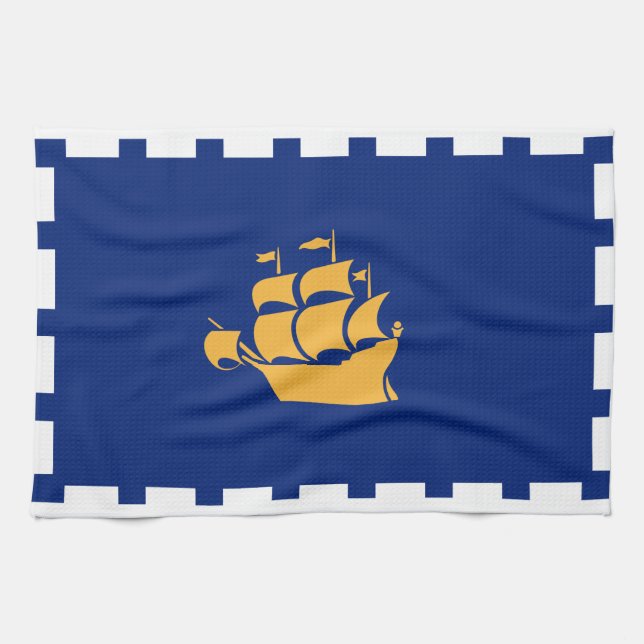 Kitchen towel with Flag of Quebec City, Canada Geschirrtuch (Horizontal)