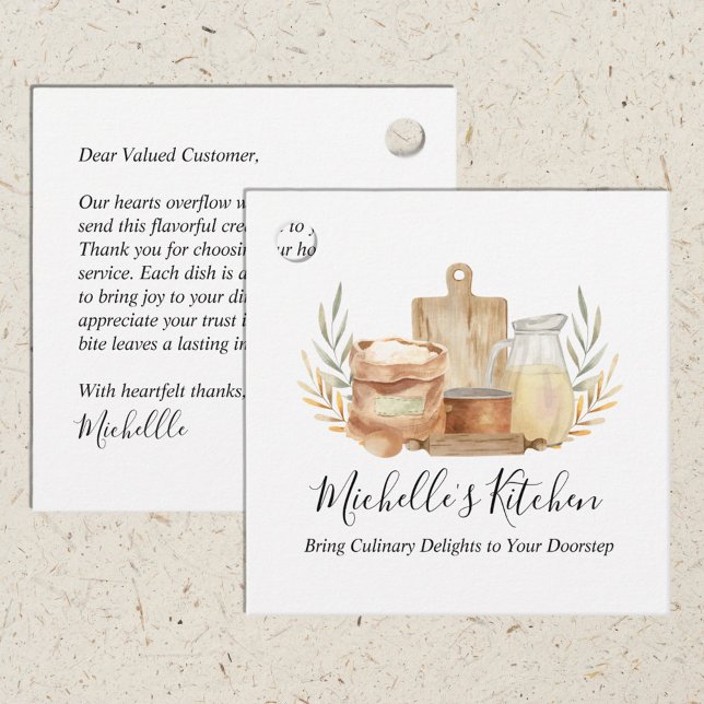 Kitchen Utensic Watercolor Zuhause Catering Geschenkanhänger (Front and Back side)