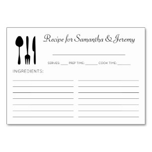 Kitchen Utensids Brautparty Recipe Cards Tischnummer