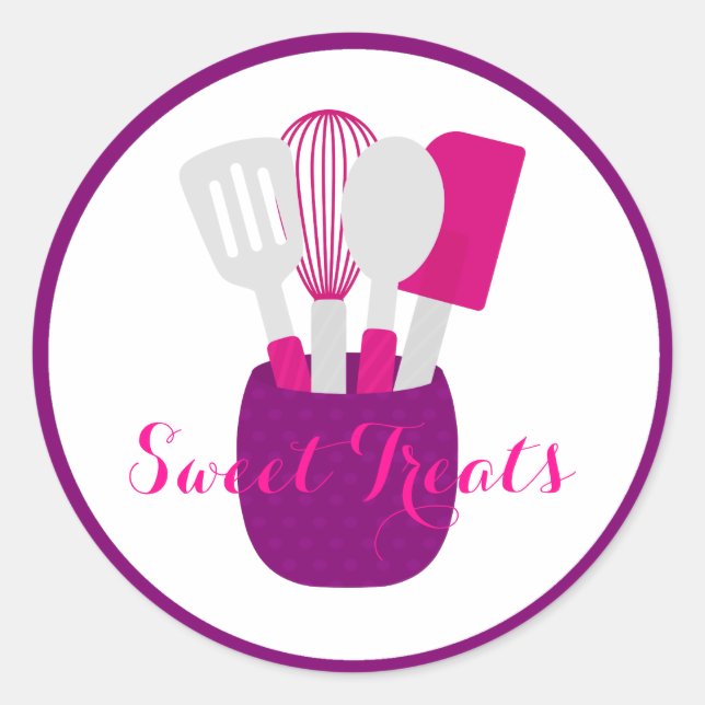Kitchen Utensil Baked Goods Logo Runder Aufkleber (Vorderseite)