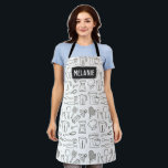 Kitchen Utensiline Doodle Muster Personalisiert Schürze<br><div class="desc">Klassische Küchenutensilien und illustrierte Gadgets.</div>