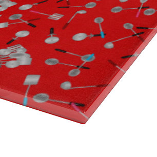 Kitchen Utensils Red-15x11 GLASS CUTTING BOARD Schneidebrett