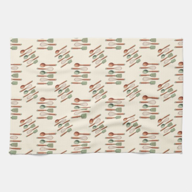 kitchen utensils spatulas whisks and spoons geschirrtuch (Horizontal)