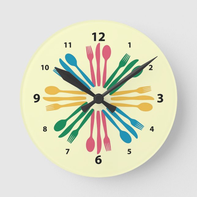 Kitchen Utensils Wall Clock Runde Wanduhr (Vorderseite)