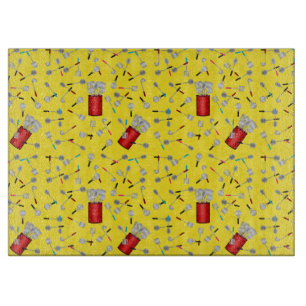 Kitchen Utensils Yellow-15x11 GLASS CUTTING BOARD Schneidebrett