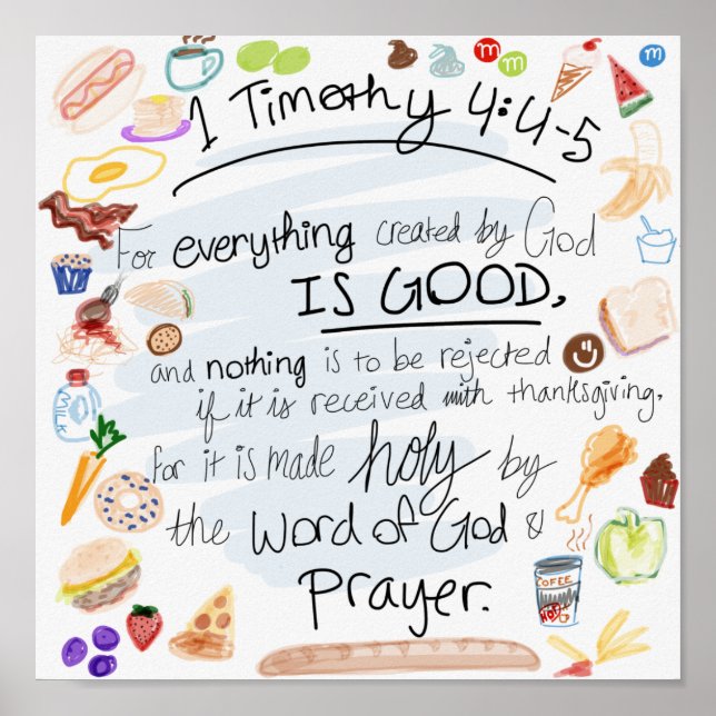 Kitchen Verse - 1 Timothy 4:4-5 Poster (Vorne)