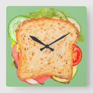 Kitchen Wall Clock Sandwich Design Quadratische Wanduhr