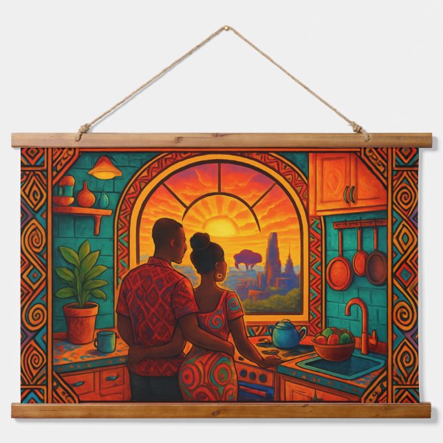 KITCHEN Wall Tapestry Wandteppich Mit Holzrahmen (Vorne)