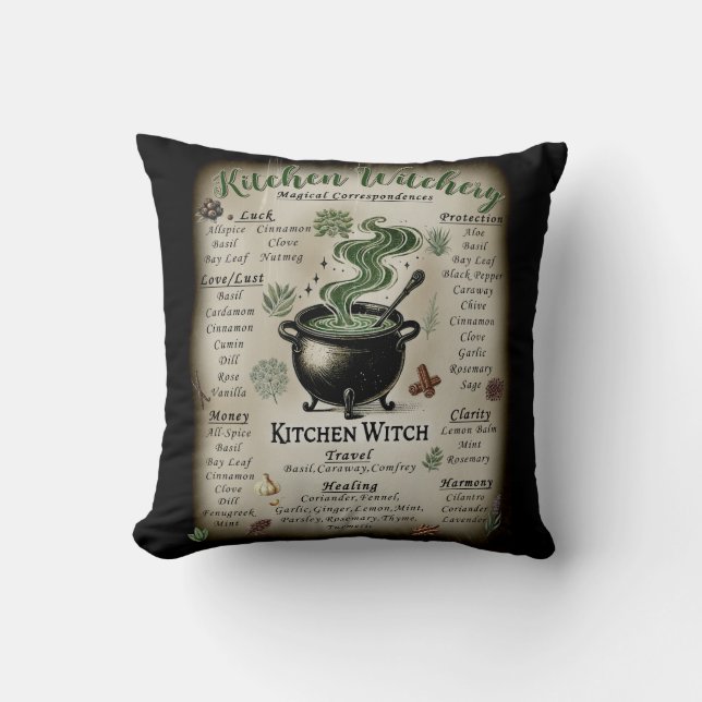 Kitchen Witchery Magical Herbs Correspondenz Kissen (Vorderseite)