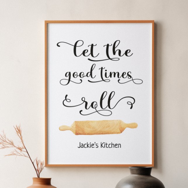 Kitchen Zitat Gute Zeiten Schwarz-weiße Typografie Poster (Von Creator hochgeladen)