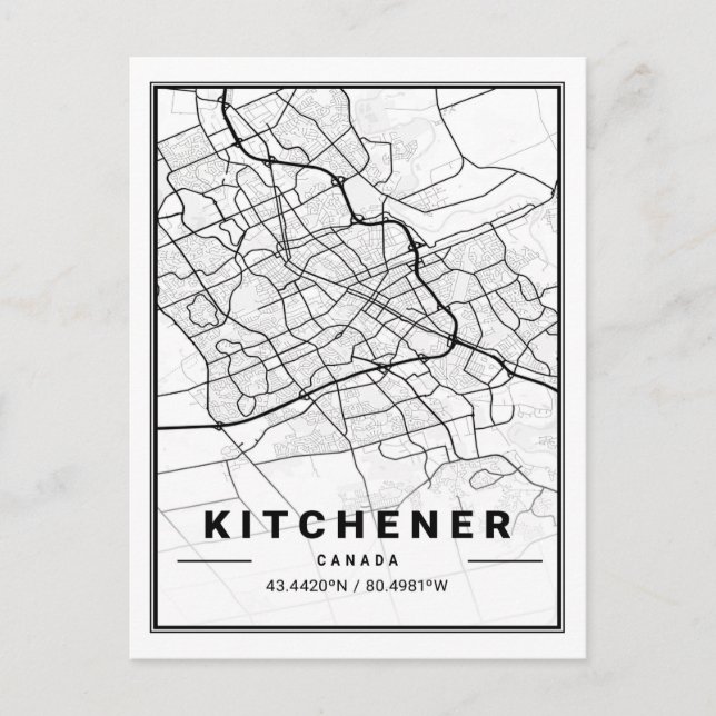 Kitchener Ontario Canada Travel City Map Poster Postkarte (Vorderseite)