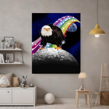 Kitchy Cool Lunar Rainbow USA Eagle Moon Landing