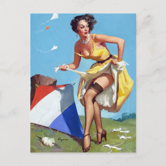 Kite Button hoch Postkarte (Vorderseite)