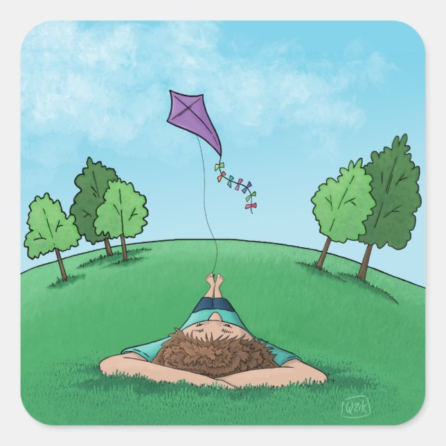 Kite Flying Square Sticker (Vorderseite)