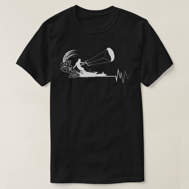 Kite Heartbeat Kite Surfing EKG Pulse T-Shirt (Design vorne)