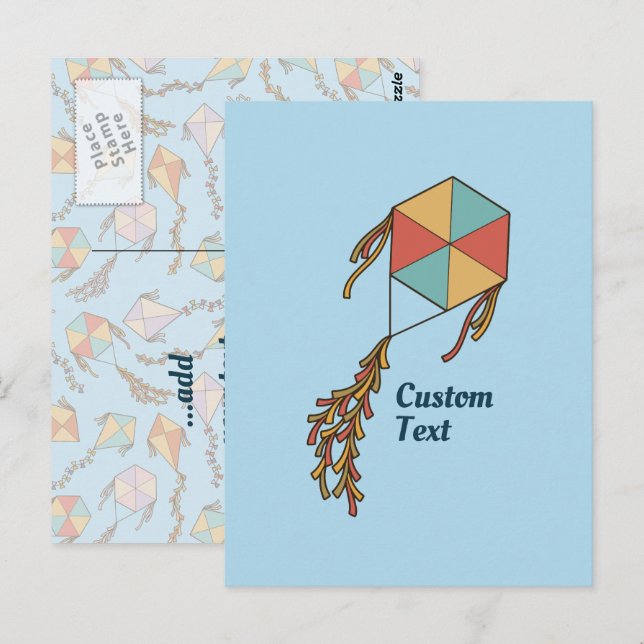 Kite Icon Light Blue Postkarte (Vorne/Hinten)