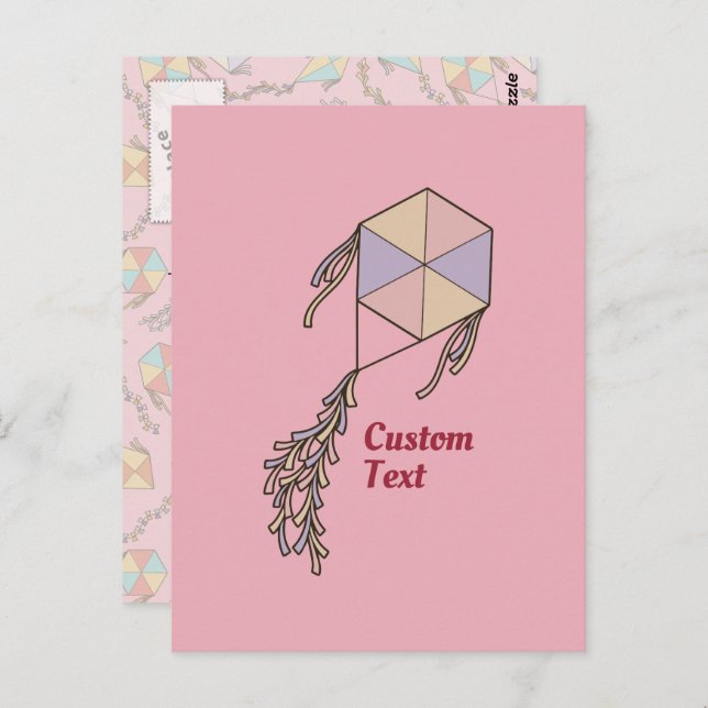 Kite Icon Pink Postkarte (Vorne/Hinten)