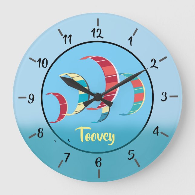 Kite Surfing Große Wanduhr (Vorderseite)