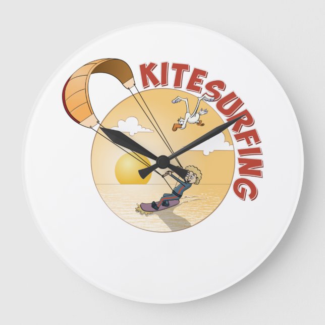 Kite surfing illustratie große wanduhr (Vorderseite)