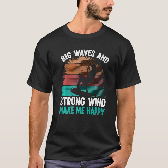 Kiteboarder Kite Big Waves Strong Wind Kitesurfer  T-Shirt (Vorderseite)