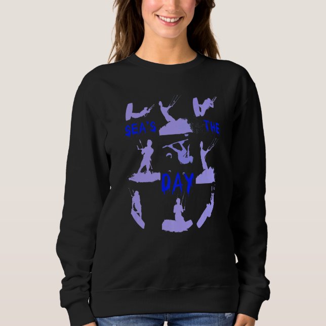 Kiteboarder Silhouette Montage Seas The Day Lilac Sweatshirt (Vorderseite)