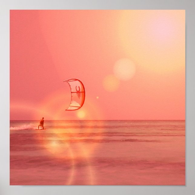 Kiteboarder Sunset Print Poster (Vorne)