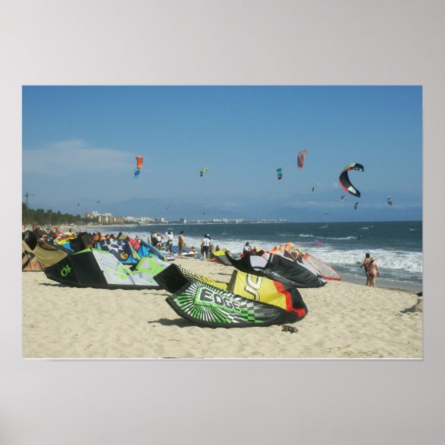 Kiteboarding auf Bucerias Beach Mexico Poster (Vorne)