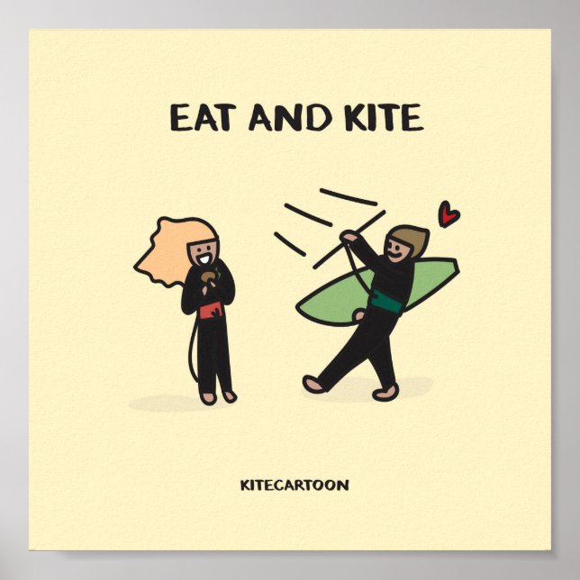 Kiteboarding/kitesurfing - Eat and Kite Poster (Vorne)