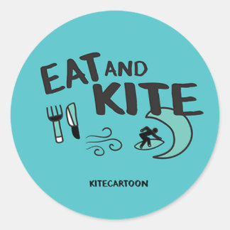 Kiteboarding/kitesurfing - Eat and Kite Runder Aufkleber